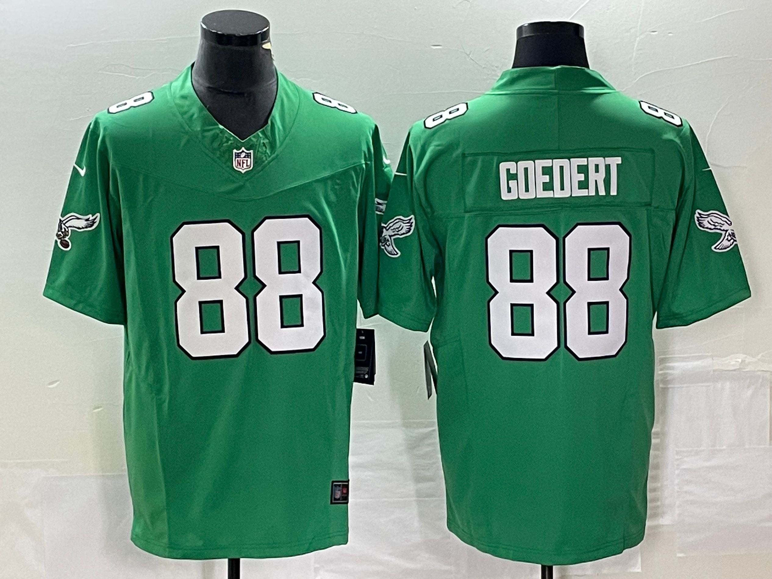 Men Philadelphia Eagles 88 Goedert Green Nike Throwback Vapor Limited NFL Jersey